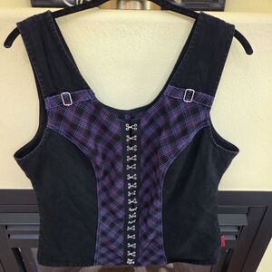Tripp NYC Purple Plaid Corset Top Womens Plus Size 2